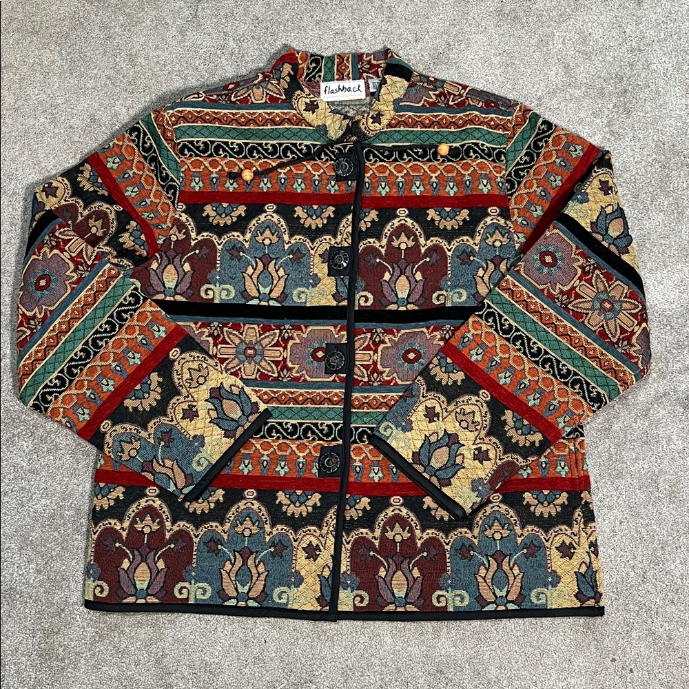 Vintage Flashback Tapestry Patterned Jacket size 1X